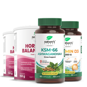 2x Hormone Balance PRO + 1x KSM-66 Ashwagandha capsules + 1x Vitamin D3 capsules